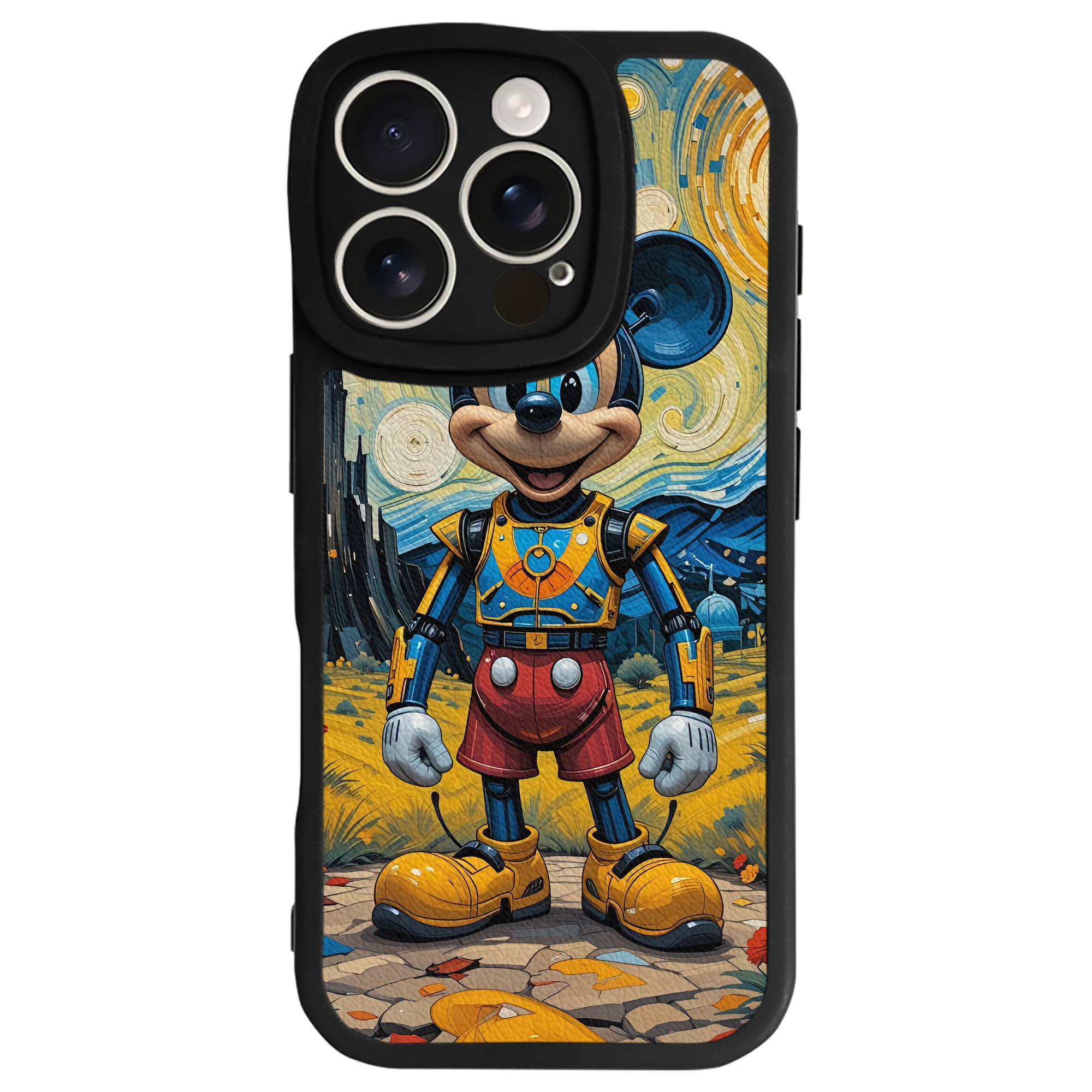 （画像用） ミッキーマウス Mickey Mouse 【iPhone 16シリーズ対応】シリコンスマホケース（レザー調） 材質：シリコン